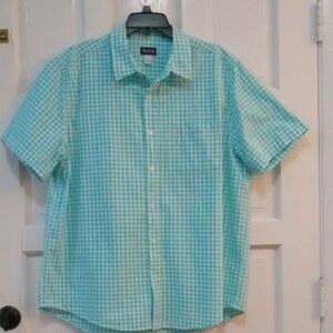 Place Blue & White Checked Button Down Men's Short Sleeve Shirt